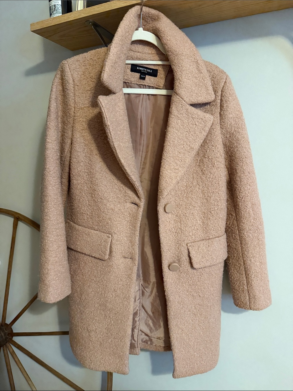 Kenneth Cole Women's Blush Pink Bouclé Pea Coat